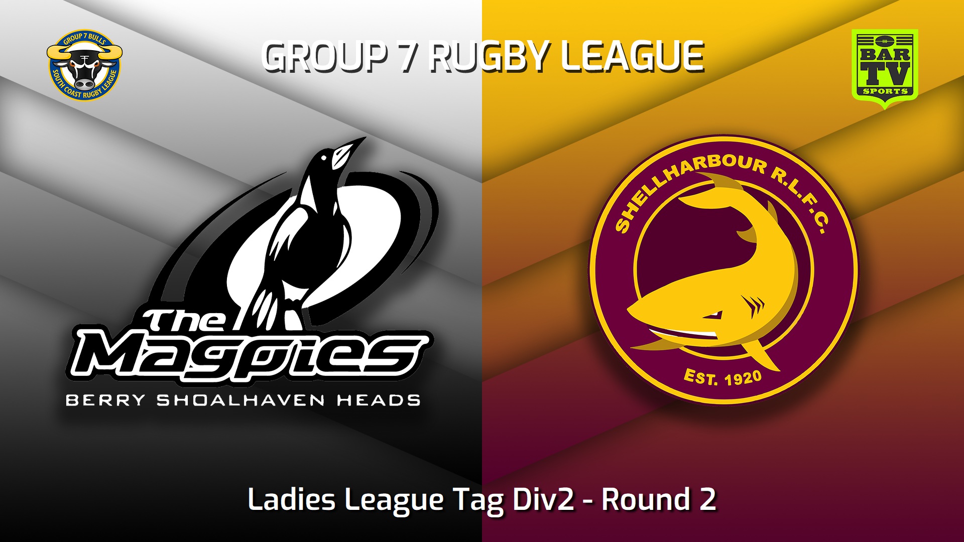 230401-South Coast Round 2 - Ladies League Tag Div2 - Berry-Shoalhaven Heads Magpies v Shellharbour Sharks Slate Image