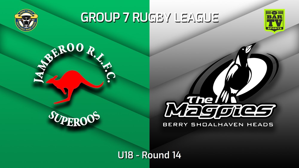230715-South Coast Round 14 - U18 - Jamberoo Superoos v Berry-Shoalhaven Heads Magpies Slate Image
