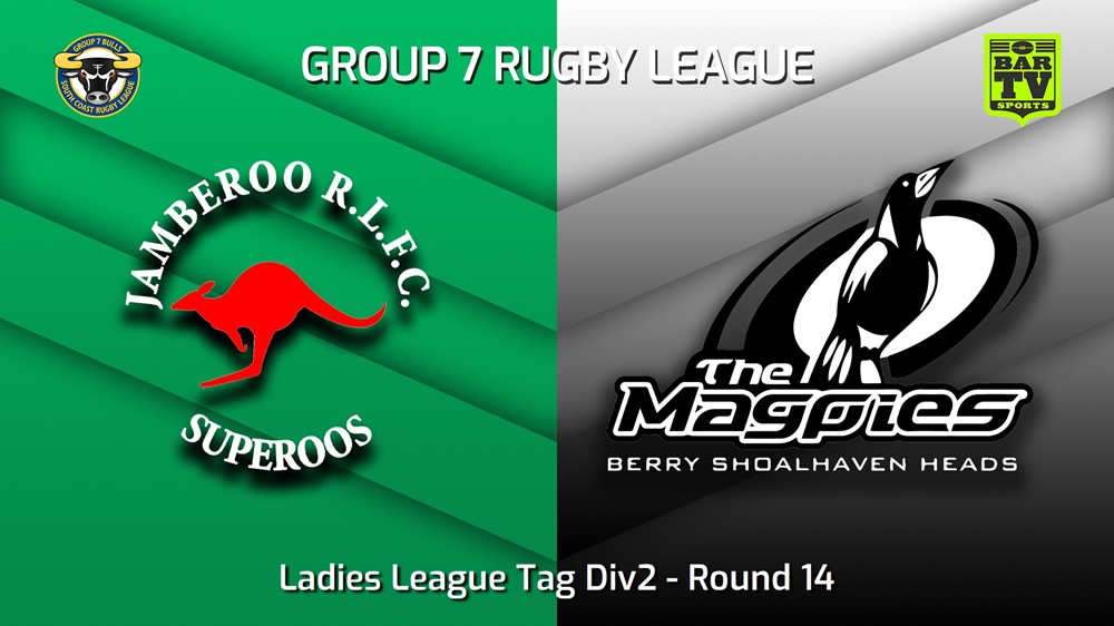 230715-South Coast Round 14 - Ladies League Tag Div2 - Jamberoo Superoos v Berry-Shoalhaven Heads Magpies Slate Image