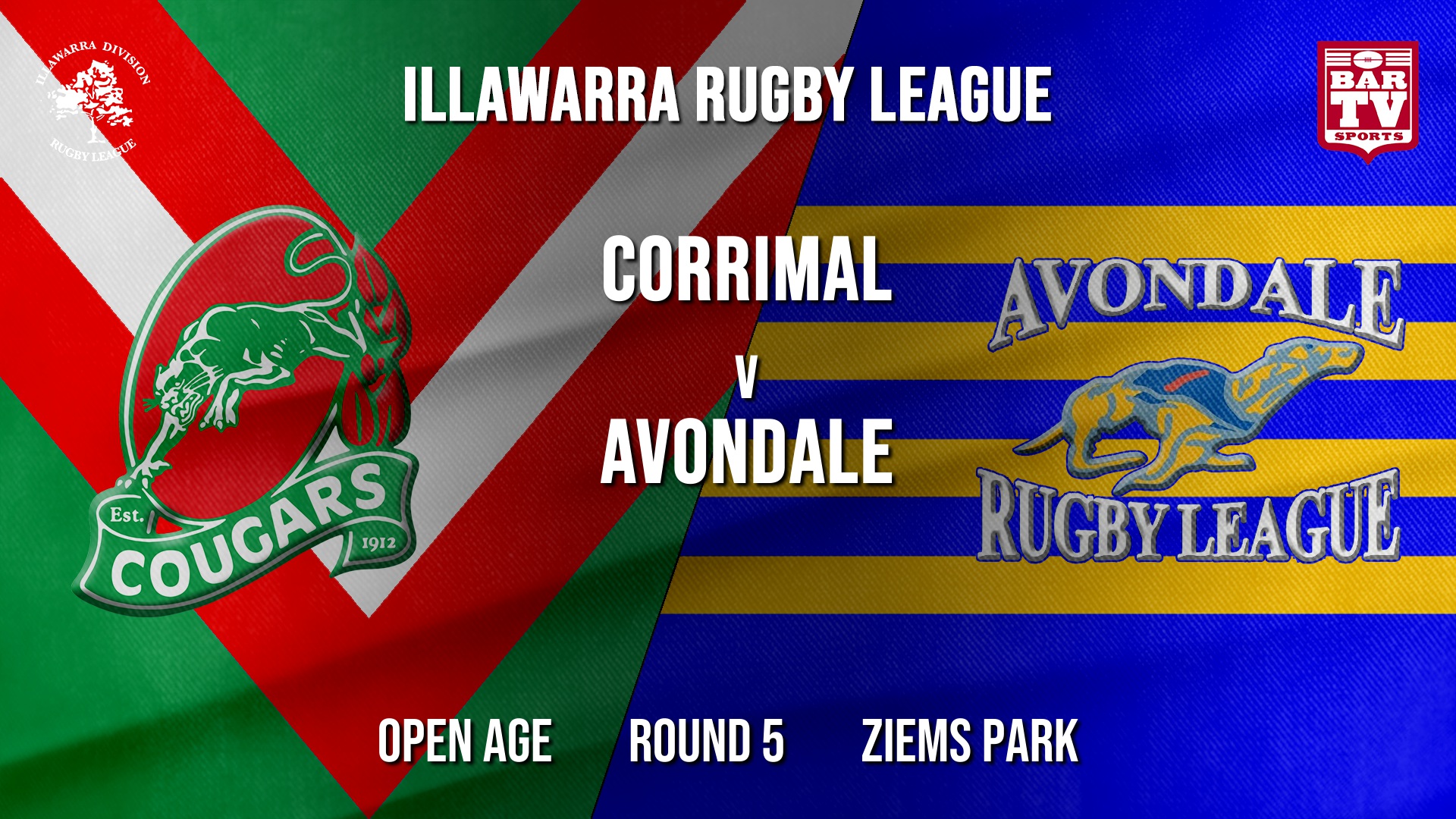 IRL Round 5 - Open Age - Corrimal Cougars RLFC v Avondale RLFC Slate Image