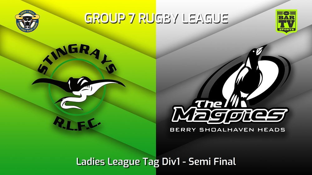 220903-South Coast Semi Final - Ladies League Tag Div1 - Stingrays of Shellharbour v Berry-Shoalhaven Heads Magpies Slate Image