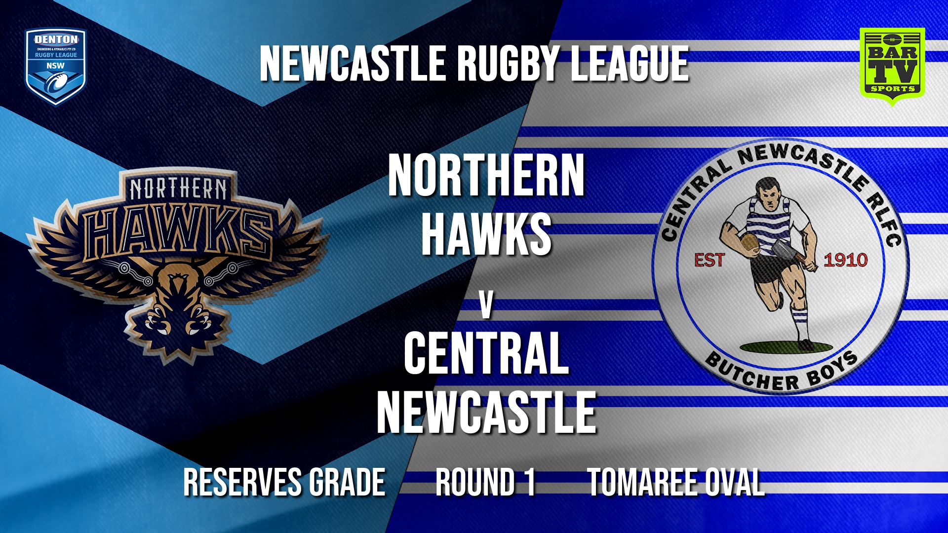 Newcastle Rugby League Round 1 - Reserve Grade - Northern Hawks v Central Newcastle Slate Image