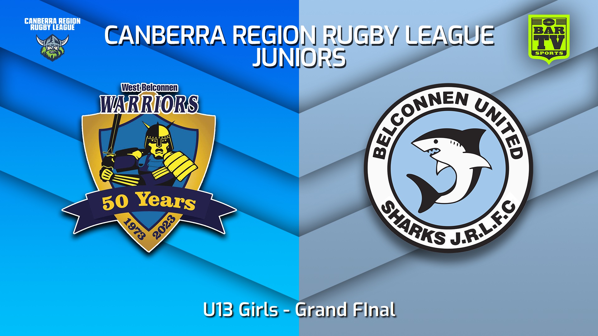 230910-2023 Canberra Region Rugby League Juniors Grand FInal - U13 Girls - West Belconnen Warriors Juniors v Belconnen United Sharks Juniors Slate Image