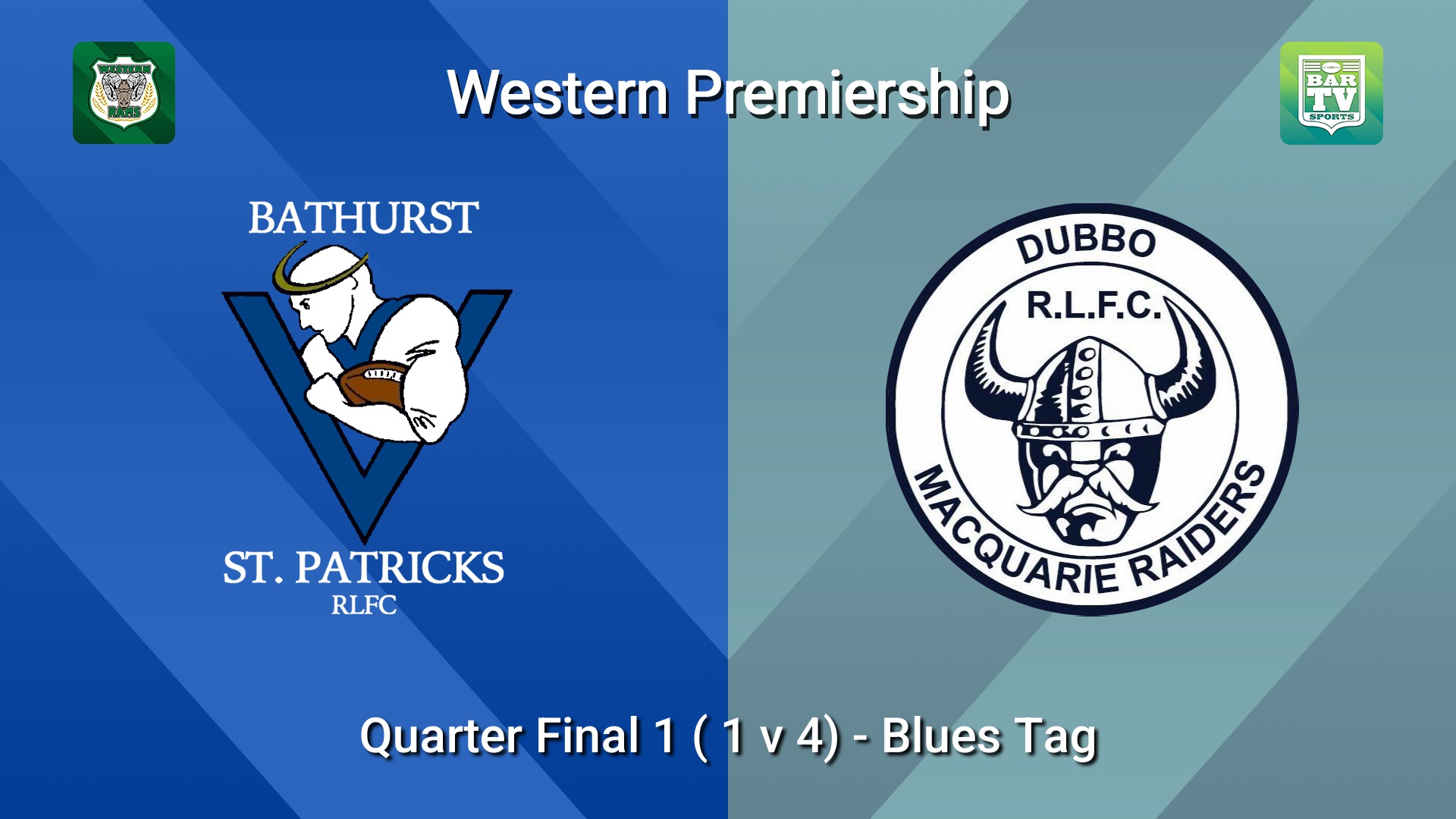 260816-video-Western Premiership Quarter Final 1 ( 1 v 4)  - Blues Tag - Bathurst St. Pats v Dubbo Macquarie Raiders Slate Image