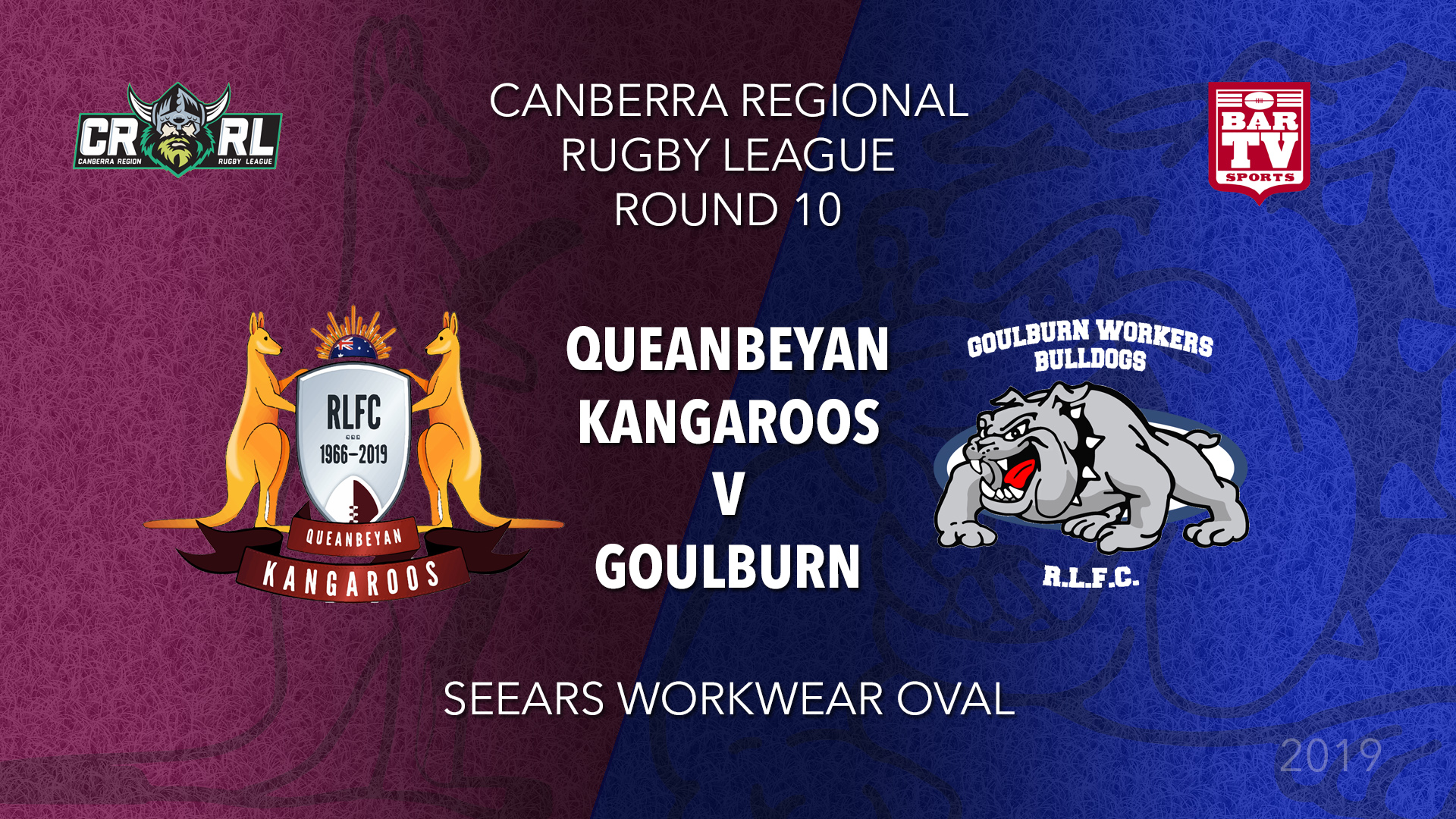 CRRL Round 10 - 1st Grade - Queanbeyan Kangaroos v Goulburn Workers Bulldogs Slate Image
