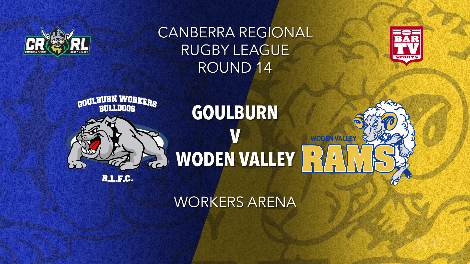 CRRL Round 14 - 1st Grade - Goulburn Workers Bulldogs v Woden Valley Rams Slate Image