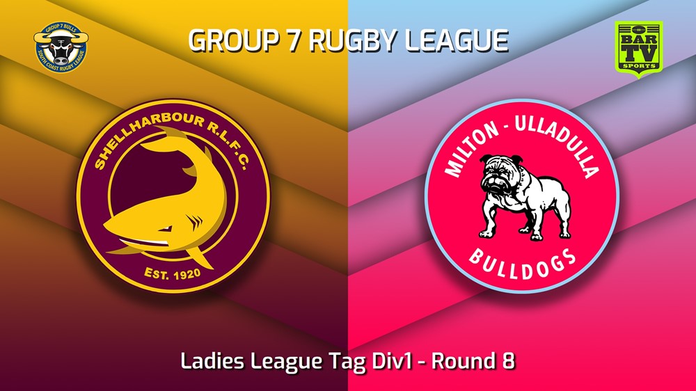230520-South Coast Round 8 - Ladies League Tag Div1 - Shellharbour Sharks v Milton-Ulladulla Bulldogs Slate Image