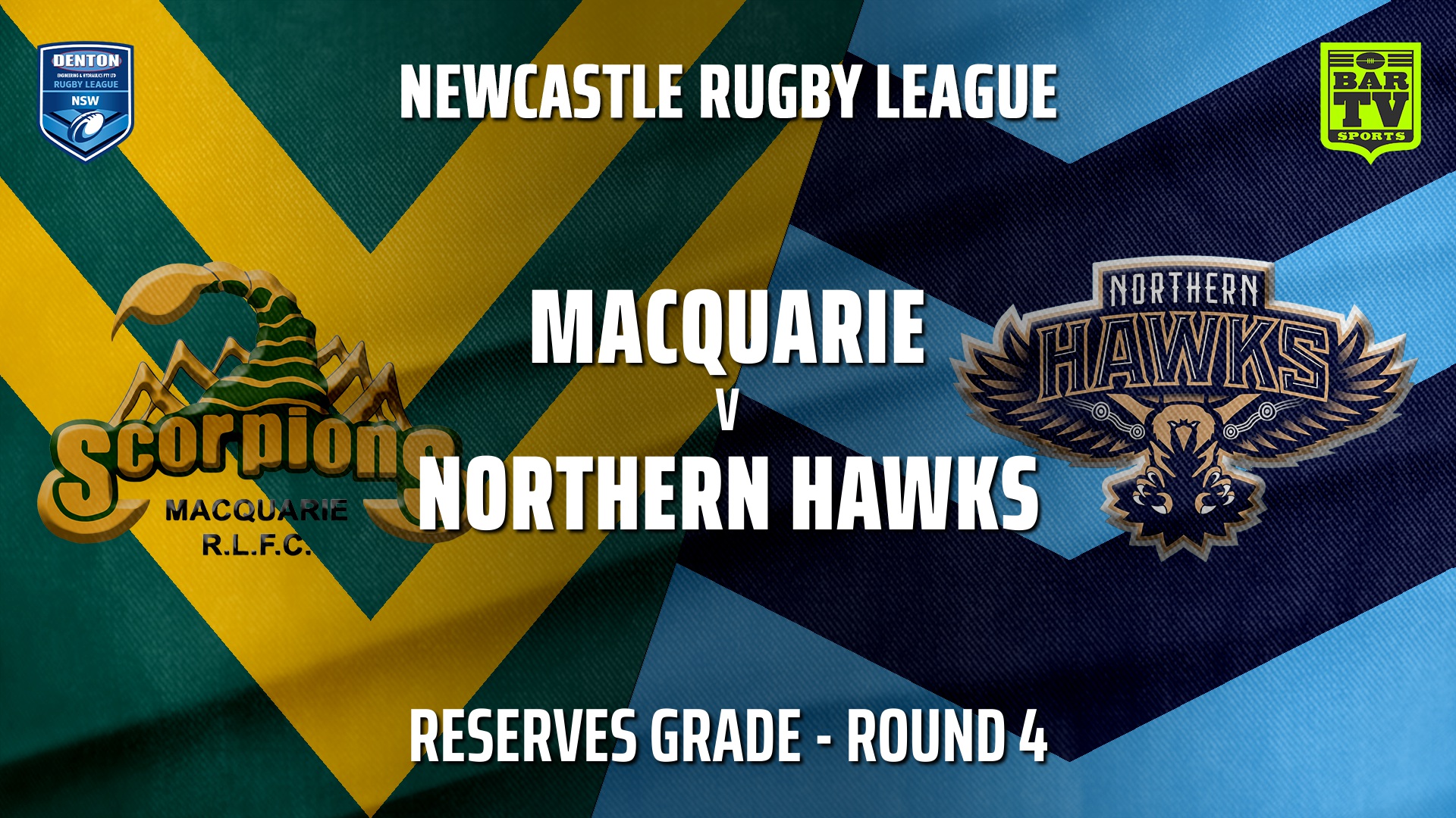 Newcastle Rugby League Round 4 - Reserve Grade - Macquarie Scorpions v Northern Hawks Slate Image