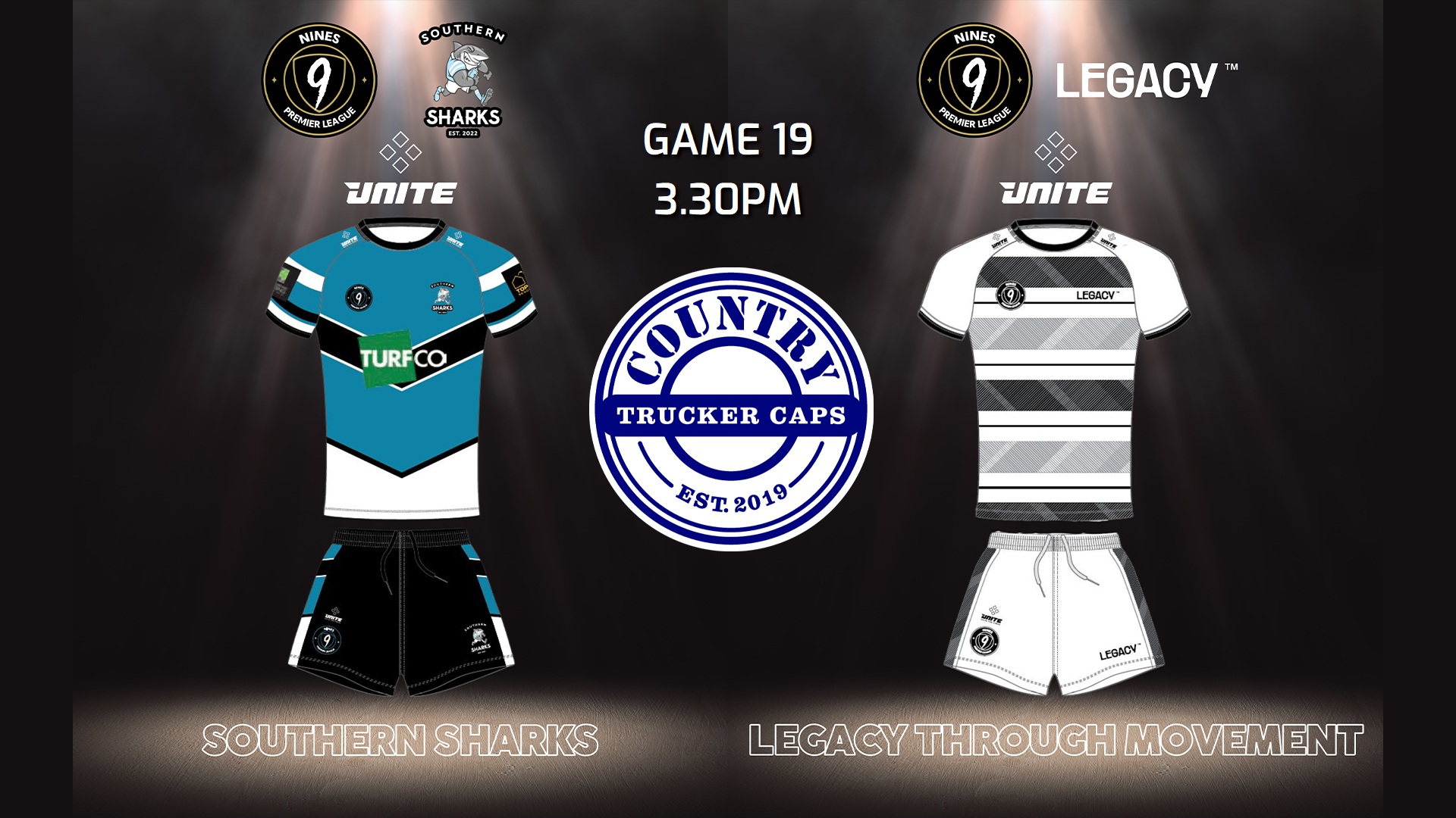 240126-Nines Premier League Game 19 - GxL Pool - Southern Sharks v Legacy Through Movement Slate Image