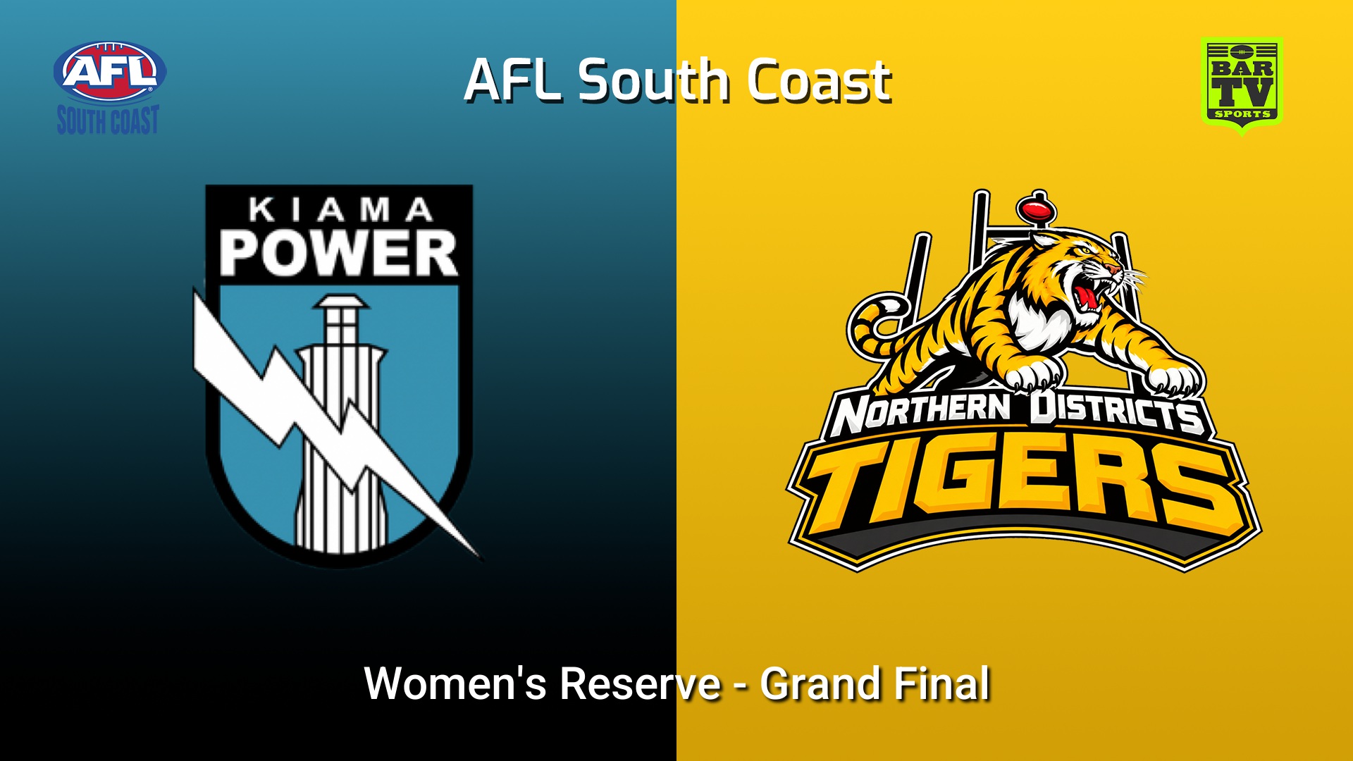 260912-video-AFL South Coast Seniors Grand Final - Women's Reserve - Kiama Power  v Northern Districts Tigers  Slate Image