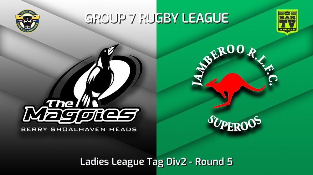 230429-South Coast Round 5 - Ladies League Tag Div2 - Berry-Shoalhaven Heads Magpies v Jamberoo Superoos Slate Image