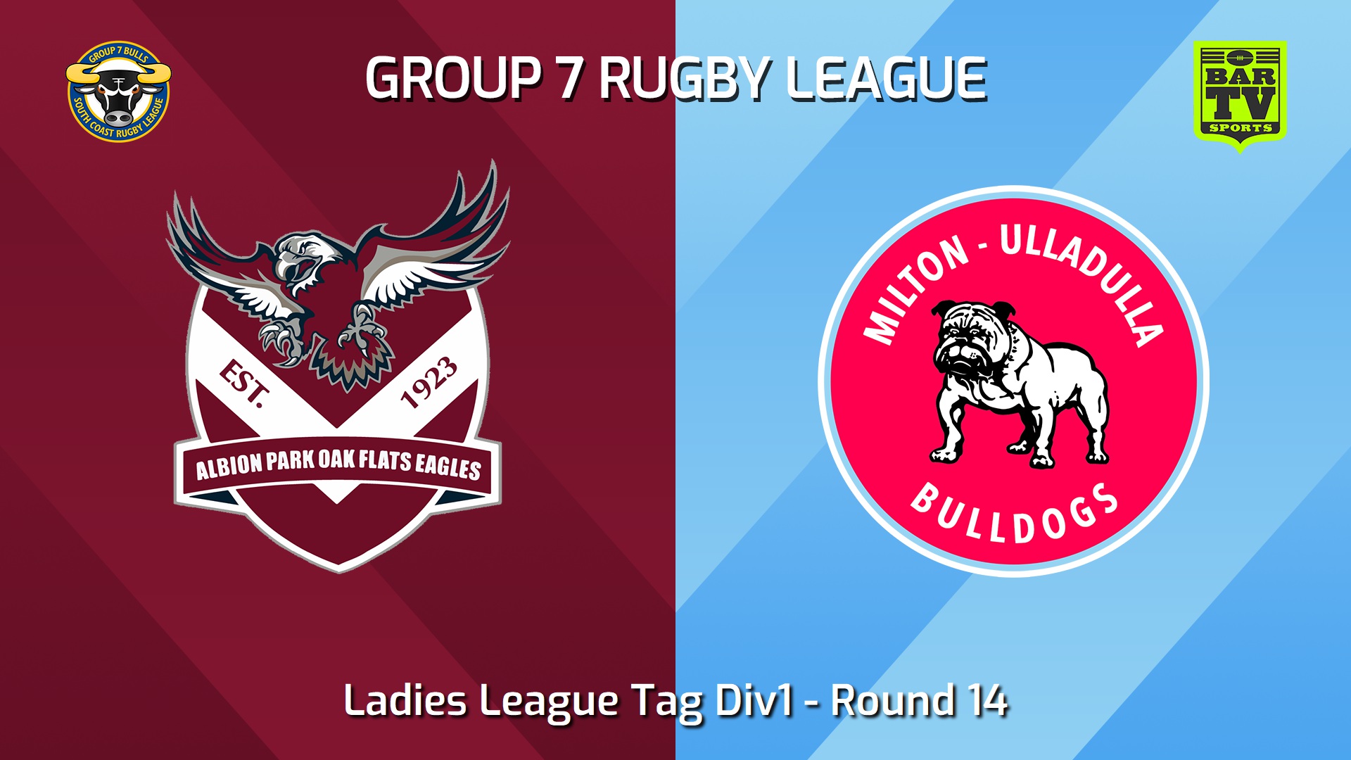 240721-video-South Coast Round 14 - Ladies League Tag Div1 - Albion Park Oak Flats Eagles v Milton-Ulladulla Bulldogs Slate Image