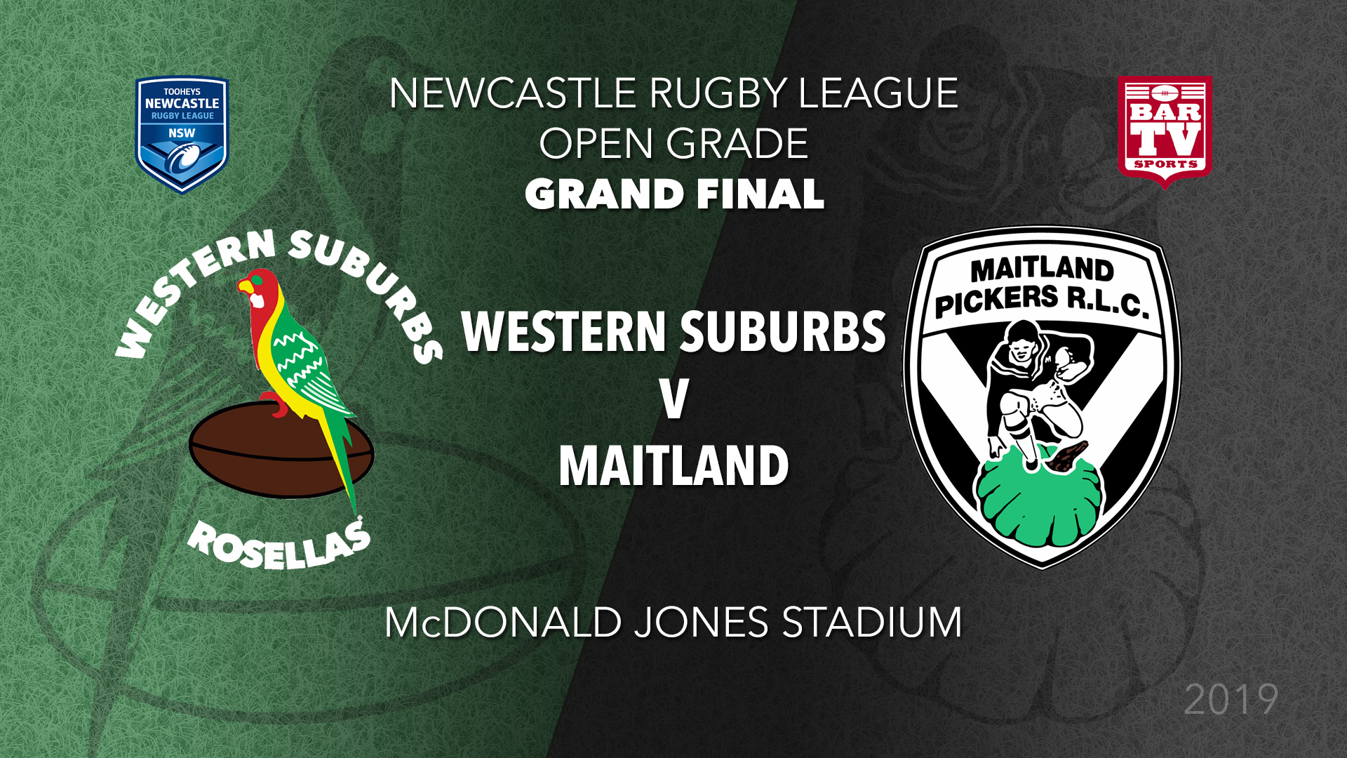 2019 Newcastle Rugby League Grand Final - Open Grade - Western Suburbs Rosellas v Maitland Pickers Slate Image