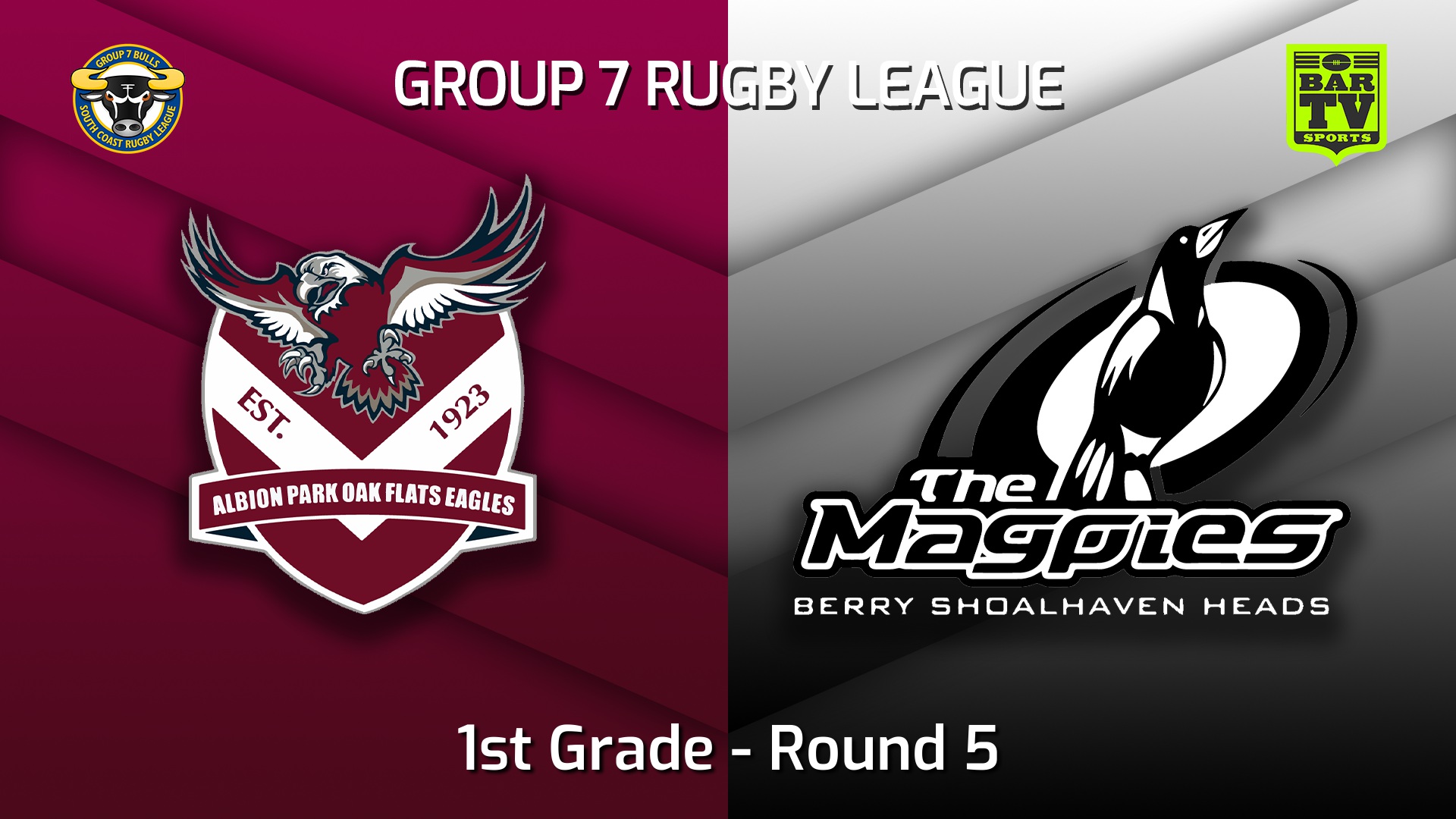 220612-South Coast Round 5 - 1st Grade - Albion Park Oak Flats Eagles v Berry-Shoalhaven Heads Magpies Slate Image