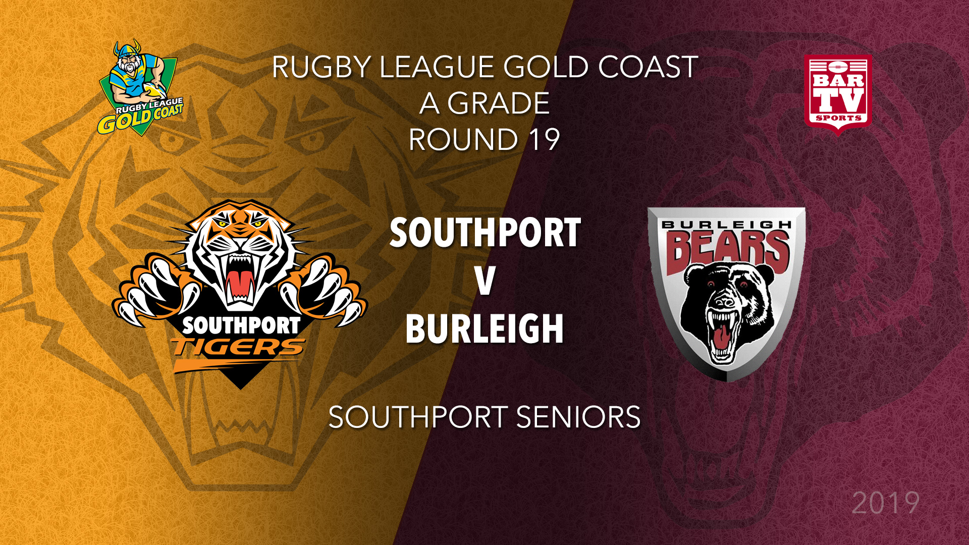 RLGC Round 19 - A Grade - Southport Tigers v Burleigh Bears Slate Image