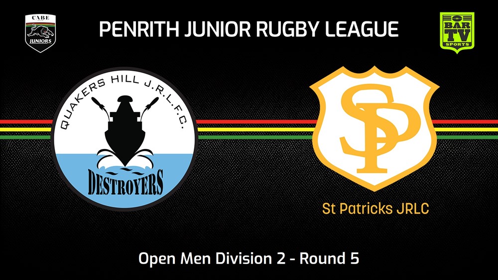 240511-video-Penrith & District Junior Rugby League Round 5 - Open Men Division 2 - Quakers Hill Destroyers v St Patricks (1) Minigame Slate Image