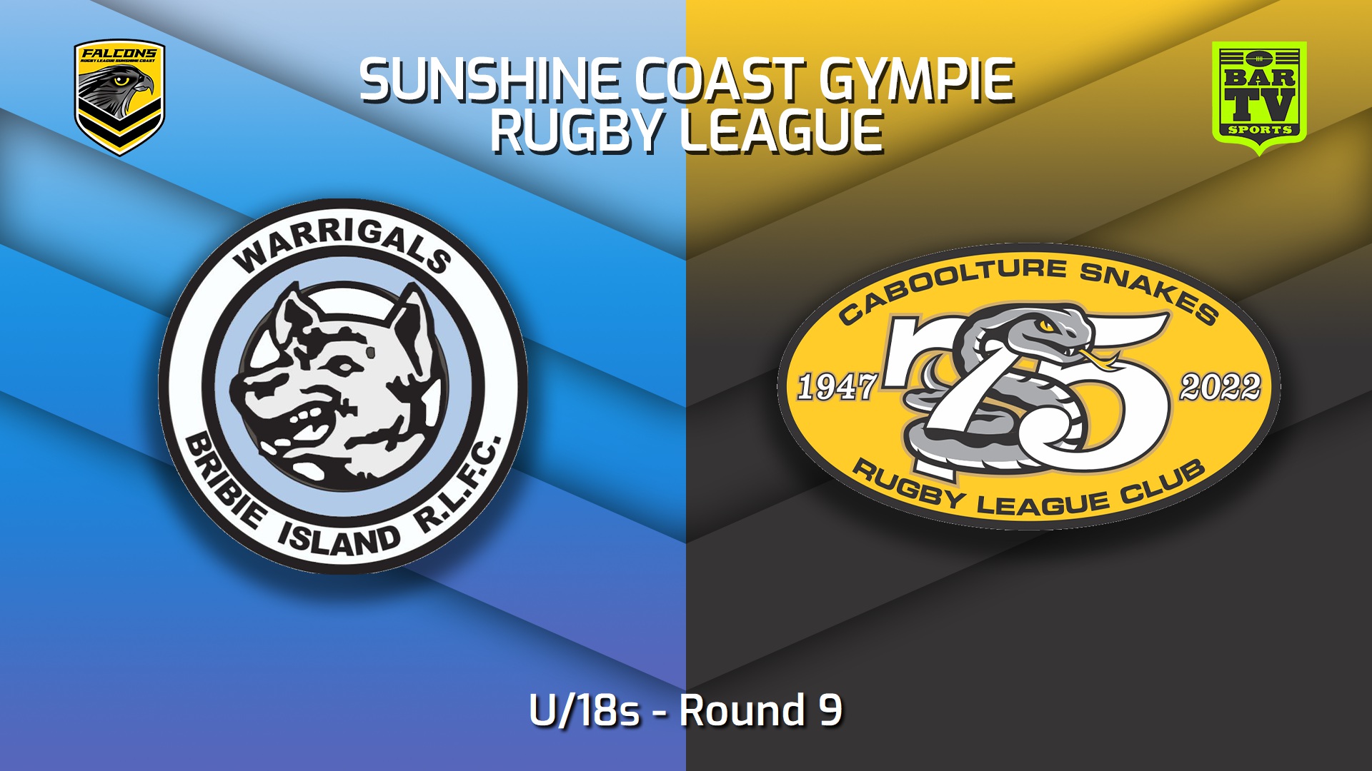 220618-Sunshine Coast RL Round 9 - U/18s - Bribie Island Warrigals v Caboolture Snakes Slate Image