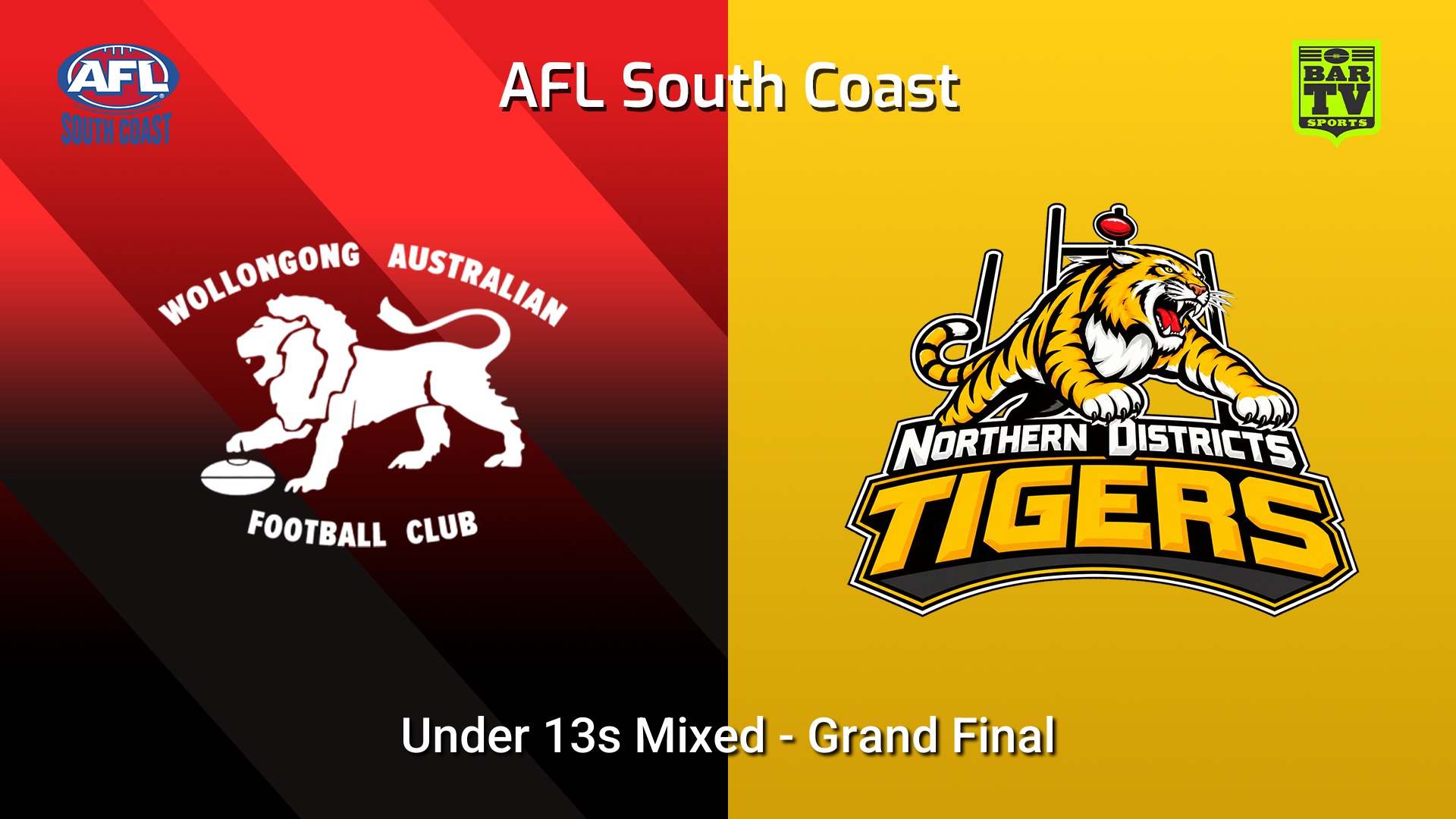260830-video-AFL South Coast Juniors Grand Final - Under 13s Mixed - Wollongong Lions v Northern Districts Tigers  Slate Image