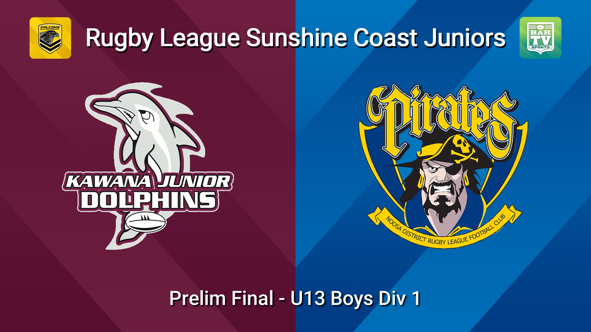 260829-video-Sunshine Coast Junior Rugby League Prelim Final - U13 Boys Div 1 - Kawana Dolphins JRL v Noosa Pirates JRL Slate Image