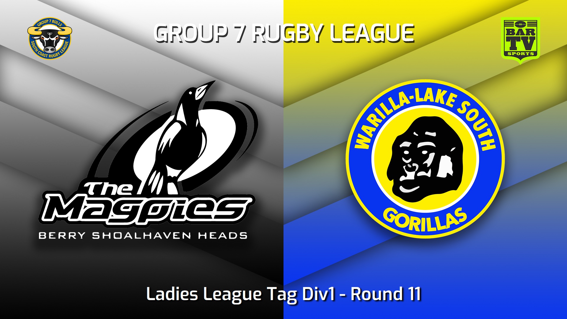 230617-South Coast Round 11 - Ladies League Tag Div1 - Berry-Shoalhaven Heads Magpies v Warilla-Lake South Gorillas Slate Image