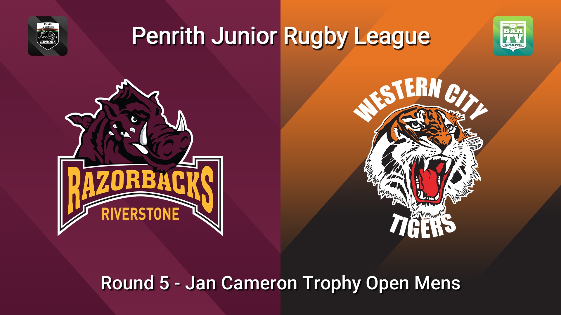 260509-video-Penrith & District Junior Rugby League Round 5 - Jan Cameron Trophy Open Mens - Riverstone v Western City Tigers Slate Image