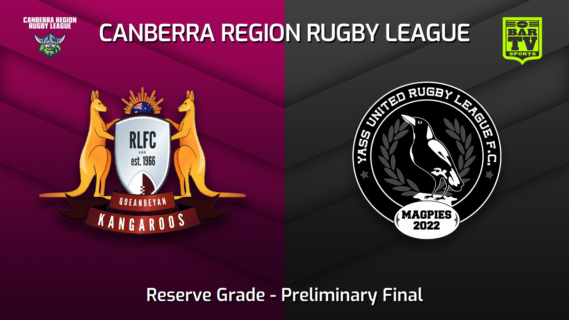 220911-Canberra Preliminary Final - Reserve Grade - Queanbeyan Kangaroos v Yass Magpies Slate Image