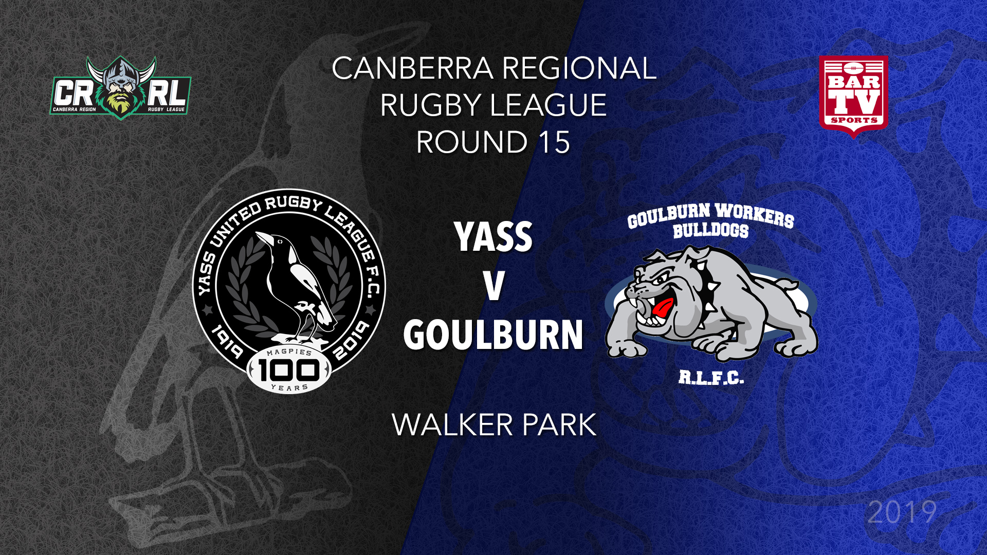 CRRL Round 15 - 1st Grade - Yass Magpies v Goulburn Workers Bulldogs Slate Image