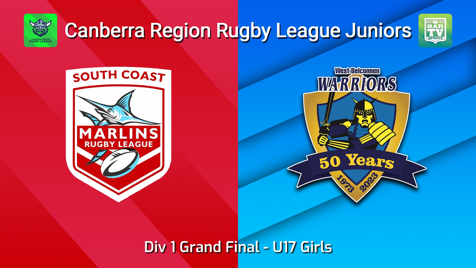 260912-video-Canberra Region Rugby League Juniors Div 1 Grand Final - U17 Girls - South Coast Marlins v West Belconnen Warriors Juniors Minigame Slate Image