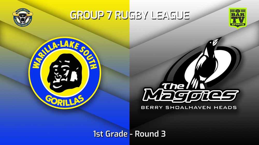 230416-South Coast Round 3 - 1st Grade - Warilla-Lake South Gorillas v Berry-Shoalhaven Heads Magpies Slate Image