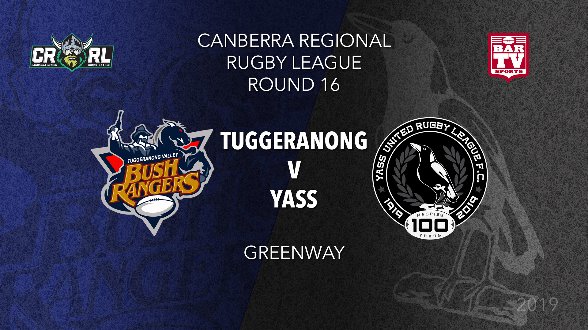 CRRL Round 16 - 1st Grade - Tuggeranong Bushrangers v Yass Magpies Slate Image