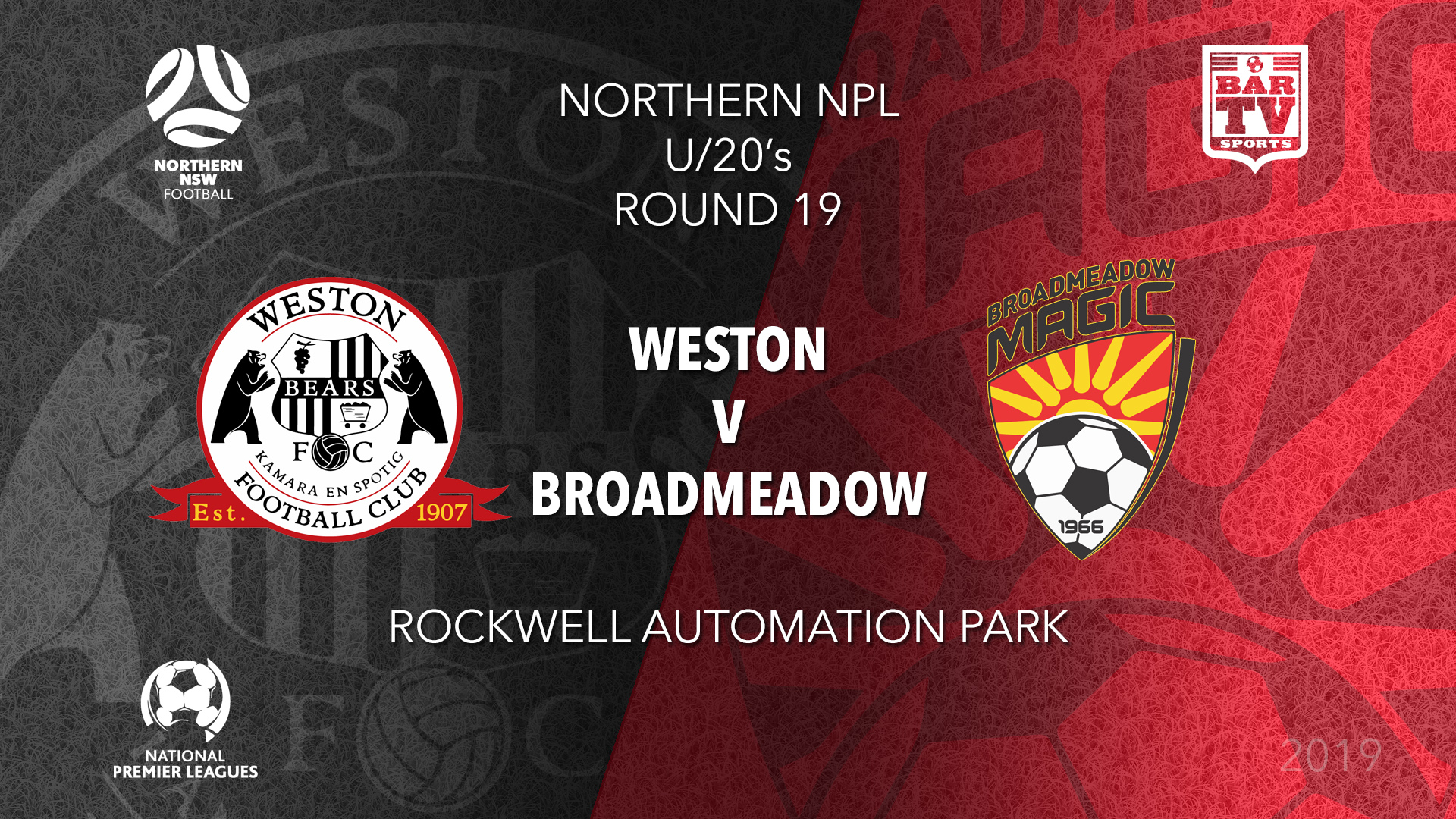 NPL Youth - Northern NSW Round 19 - Weston Workers FC U20 v Broadmeadow Magic FC U20 Slate Image