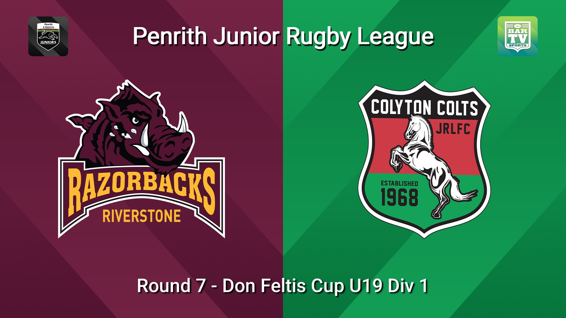 260531-video-Penrith & District Junior Rugby League Round 7 - Don Feltis Cup U19 Div 1 - Riverstone v Colyton Slate Image