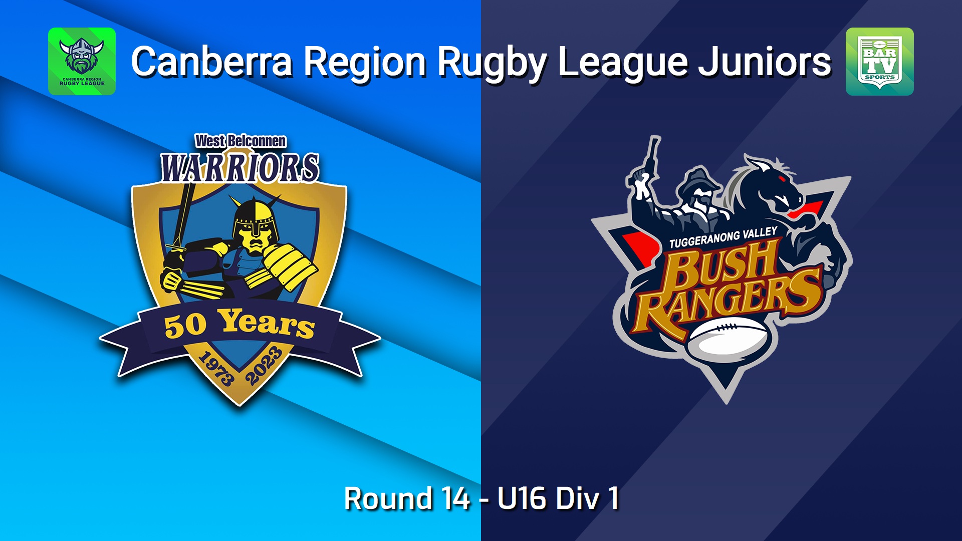 260821-video-Canberra Region Rugby League Juniors Round 14 - U16 Div 1 - West Belconnen Warriors Juniors v Tuggeranong Bushrangers Slate Image