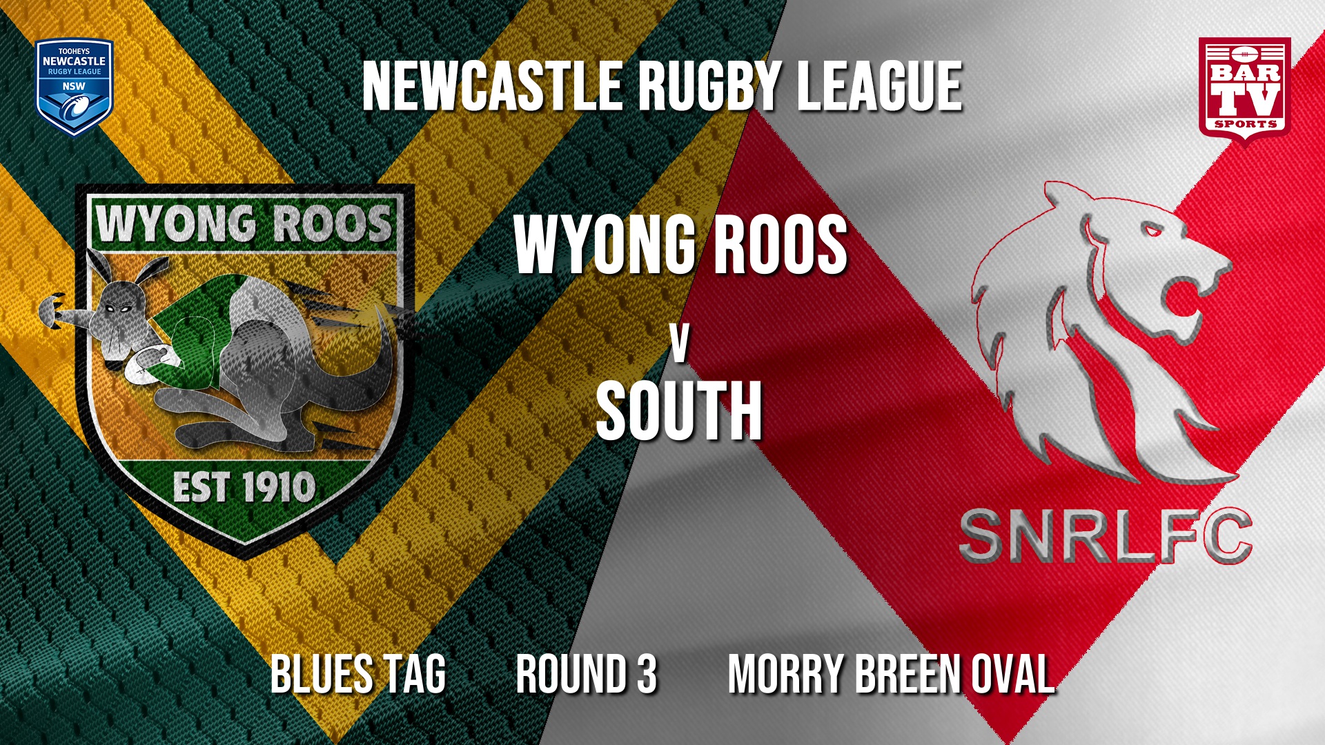 Newcastle Rugby League Round 3 - Blues Tag - Wyong Roos v South Newcastle Slate Image