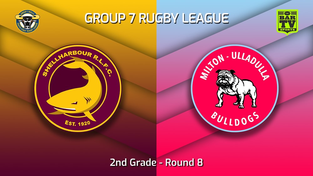 230520-South Coast Round 8 - 2nd Grade - Shellharbour Sharks v Milton-Ulladulla Bulldogs Slate Image