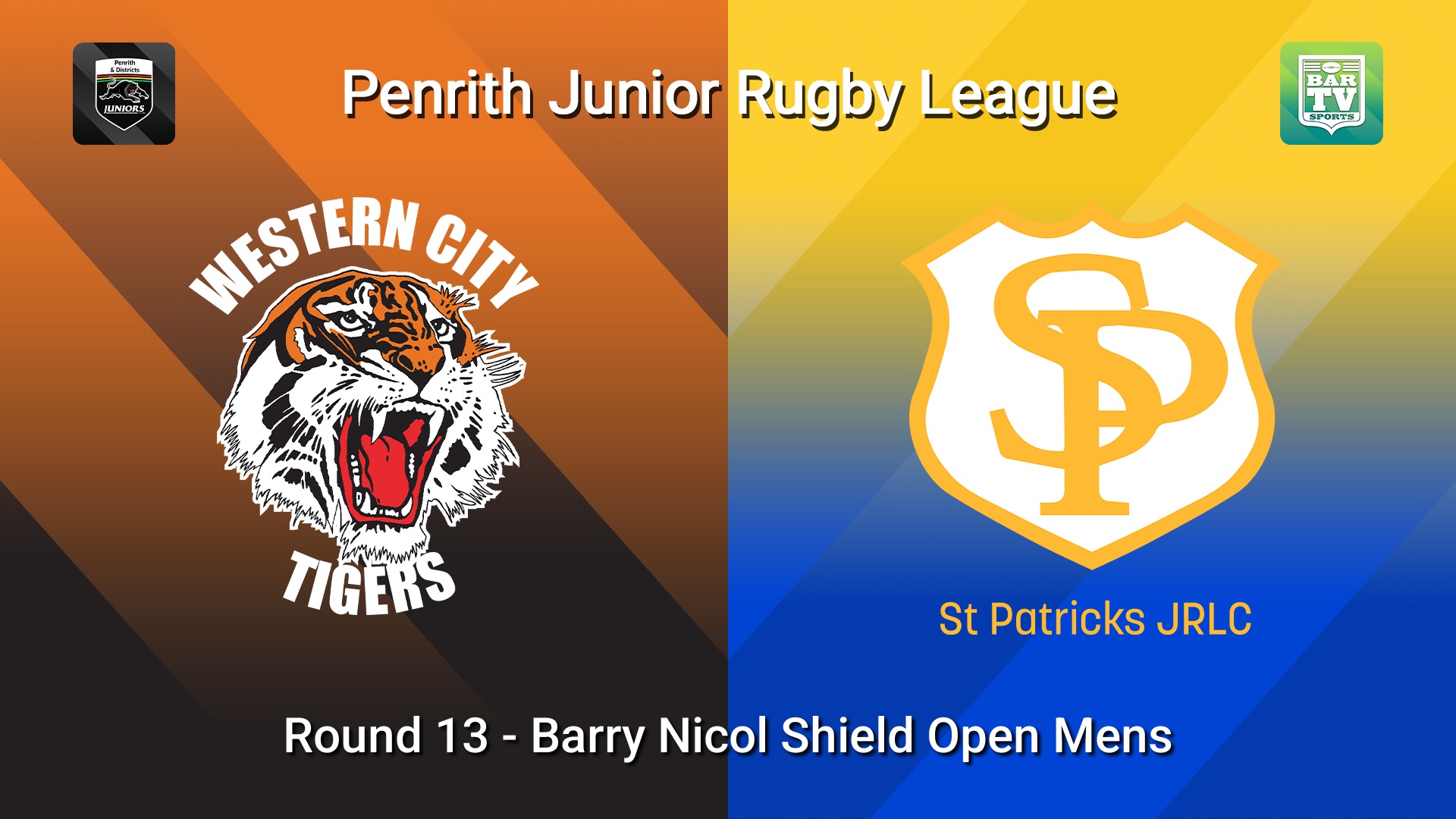 260718-video-Penrith & District Junior Rugby League Round 13 - Barry Nicol Shield Open Mens - Western City Tigers v St Patricks Slate Image