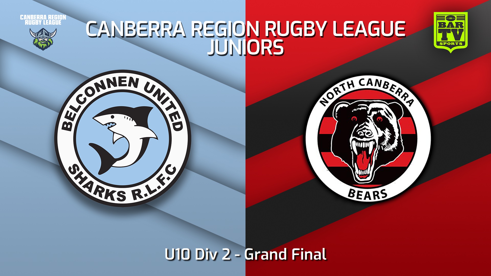 230909-2023 Canberra Region Rugby League Juniors Grand Final - U10 Div 2 - Belconnen United Sharks Juniors v North Canberra Bears Slate Image