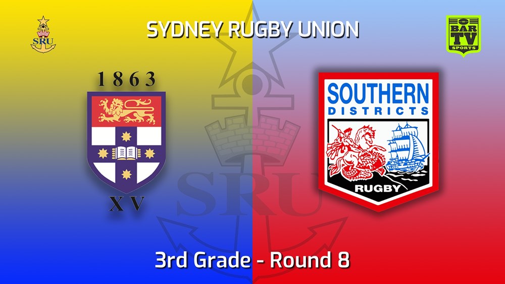 220521-Sydney Rugby Union Round 8 - 3rd Grade - Sydney University v Southern Districts Slate Image