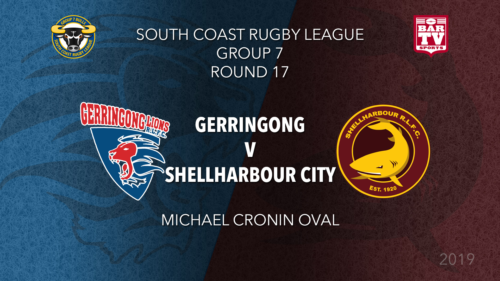  Group 7 South Coast Rugby League Round 17 - 1st Grade - Gerringong v Shellharbour Sharks Slate Image