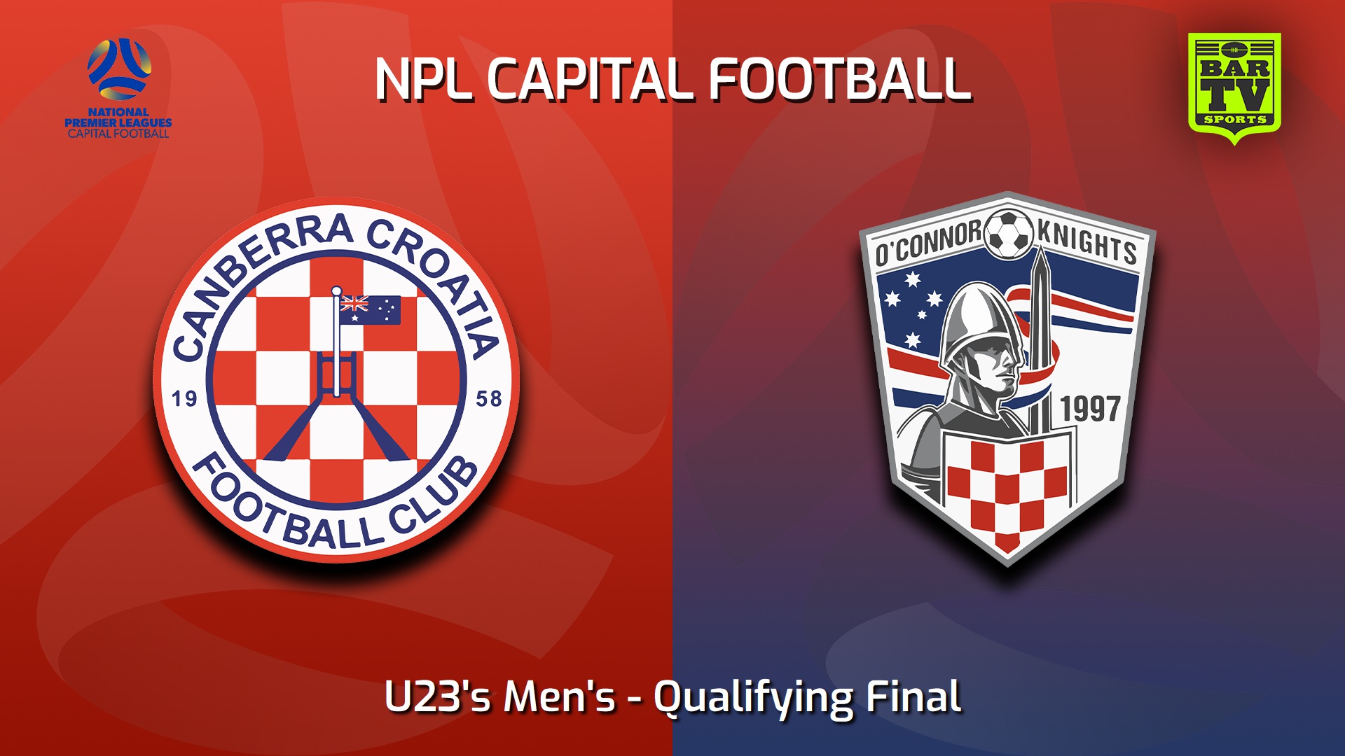 230909-Capital NPL U23 Qualifying Final - Canberra Croatia FC U23 v O'Connor Knights SC U23 Slate Image