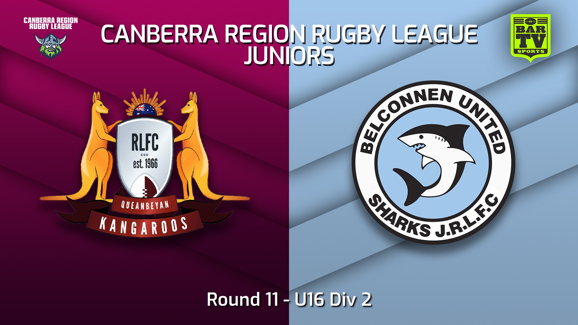 250725-video-Canberra Region Rugby League Juniors Round 11 - U16 Div 2 - Queanbeyan Kangaroos Juniors v Belconnen United Sharks Juniors Slate Image
