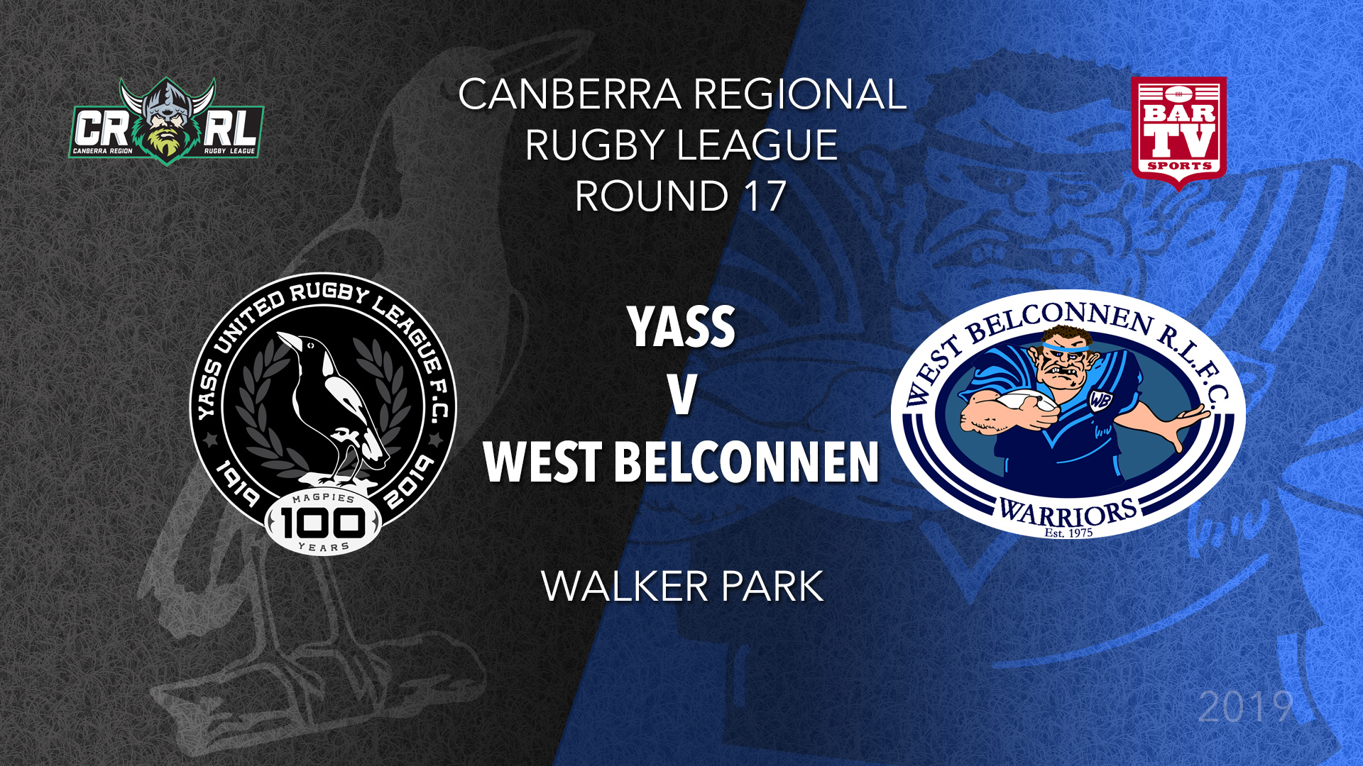CRRL Round 17 - 1st Grade - Yass Magpies v West Belconnen Warriors Slate Image