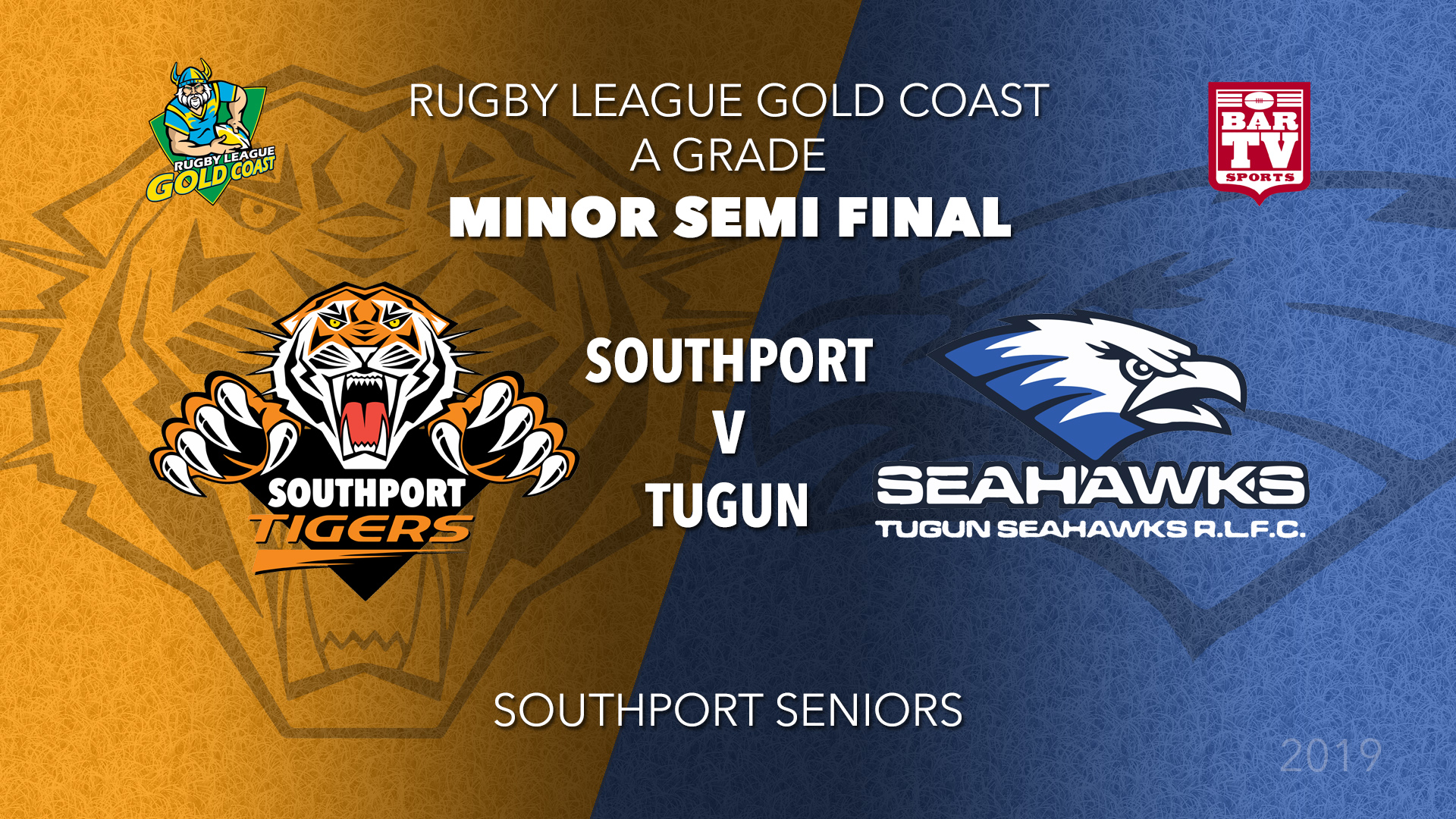 2019 Rugby League Gold Coast Minor Semi Final - A Grade - Southport Tigers v Tugun Seahawks Slate Image