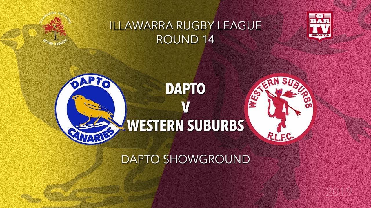 Illawarra Rugby League  Round 14 - 1st Grade - Dapto Canaries v Western Suburbs RLFC Slate Image