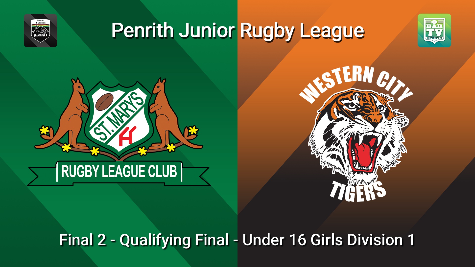 260815-video-Penrith & District Junior Rugby League Final 2 - Qualifying Final - Under 16 Girls Division 1 - St Marys v Western City Tigers Slate Image