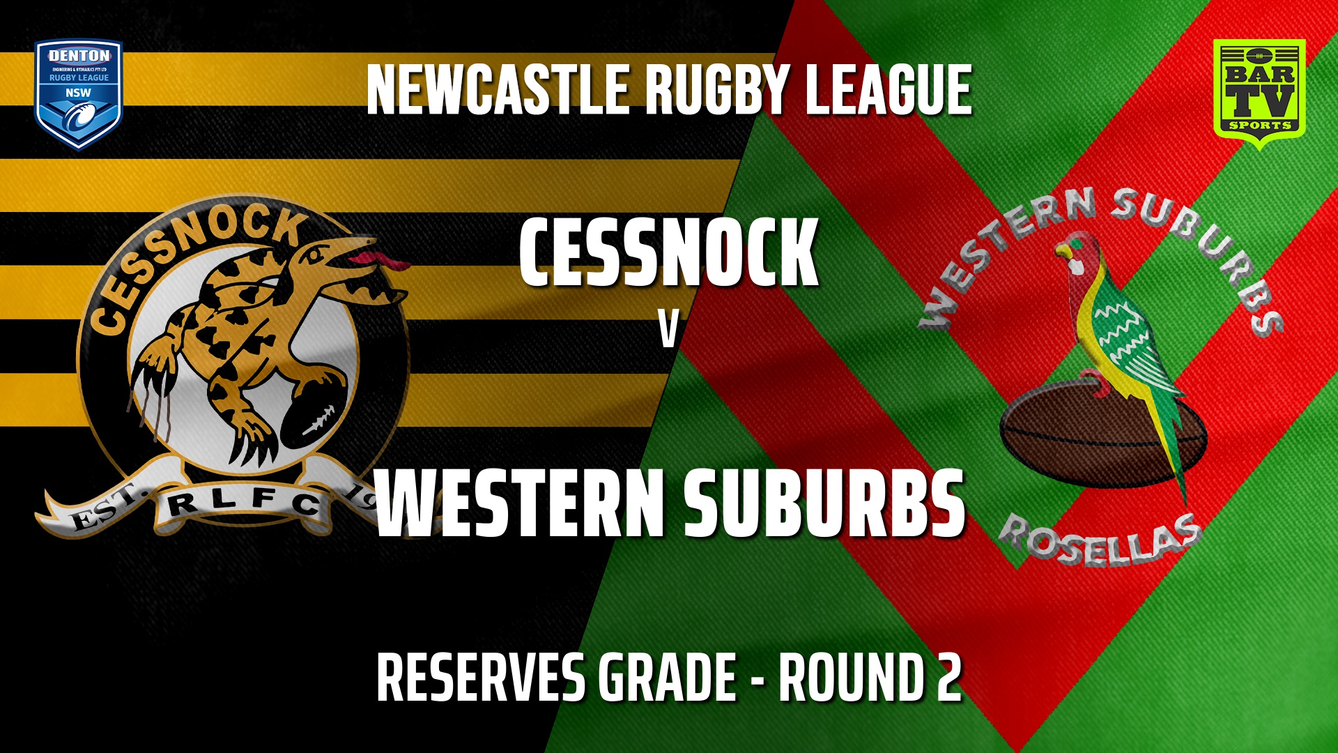 Newcastle Rugby League Round 2 - Reserve Grade - Cessnock Goannas v Western Suburbs Rosellas Slate Image