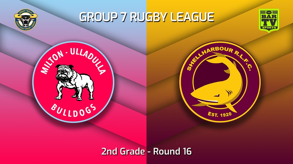 230806-South Coast Round 16 - 2nd Grade - Milton-Ulladulla Bulldogs v Shellharbour Sharks Slate Image